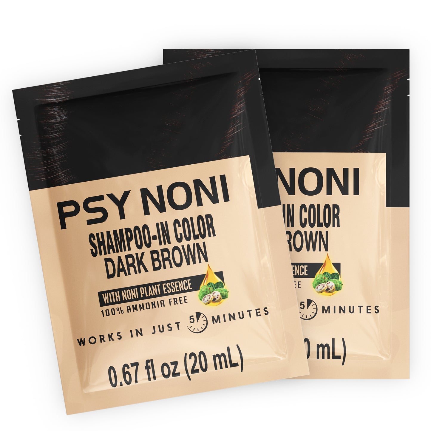 PSY NONI Semi Permanent Hair Color Shampoo Dark Brown (12 Sachets)